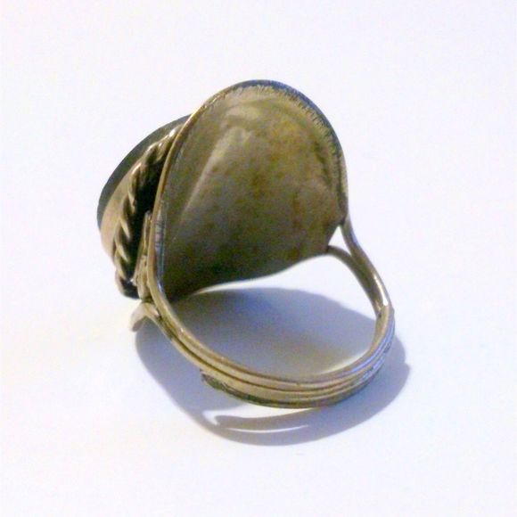 Vintage Black Onyx Boho Inspired Adjustable Silver Tone Ring - Picture 3 of 4